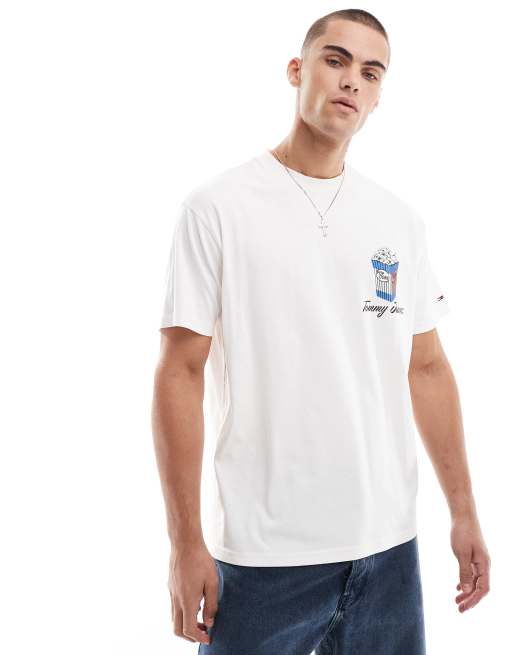 Tommy Jeans – Naturvit t-shirt med popcorntryck baktill, 2 av 4