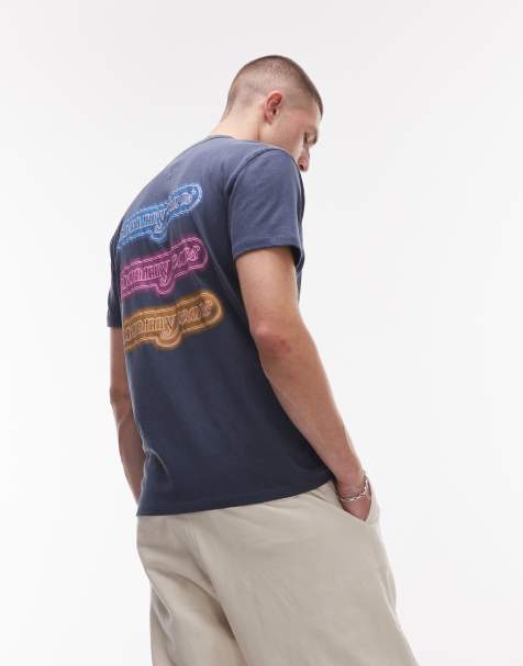 Tommy Jeans neon back print t-shirt in navy - view 1