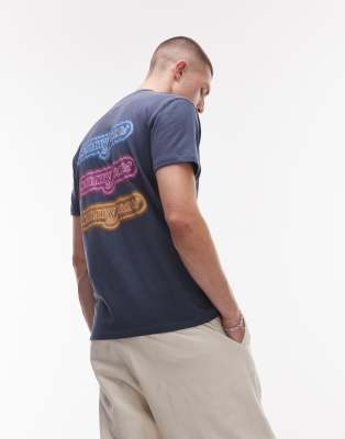 neon backprint t-shirt in navy