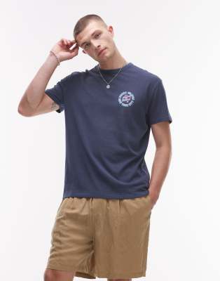 Tommy Jeans Neon Coney Island Back Print T-shirt In Blue