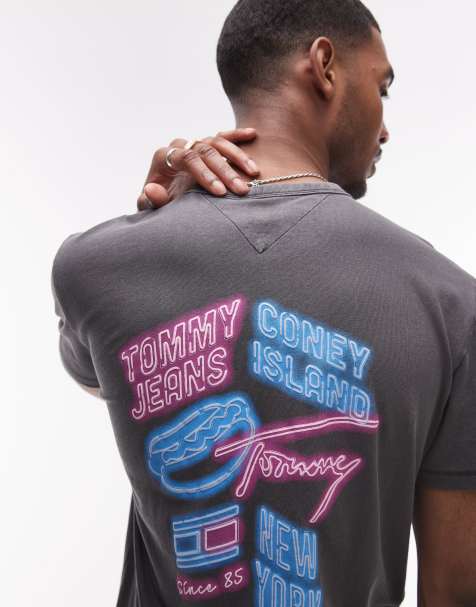 Tommy Jeans neon graphic backprint t-shirt in black - view 1