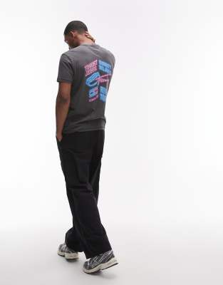 neon graphic T-shirt in black
