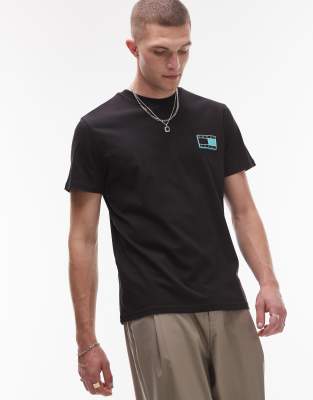 neon pop flag logo t-shirt in black