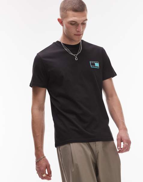 Tommy Jeans neon pop flag logo t-shirt in black - view 1