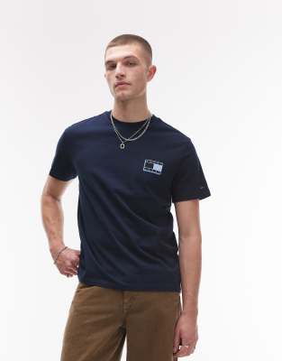 Tommy Jeans neon pop flag logo t-shirt in navy - view 1