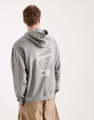 Tommy Jeans neon sign logo relaxed fit hoodie in gray gravel grey 26890₽