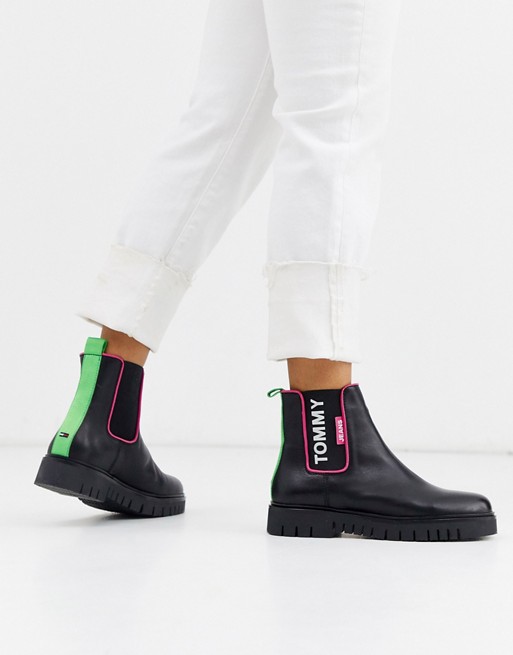 Tommy Jeans neon trim Chelsea boot