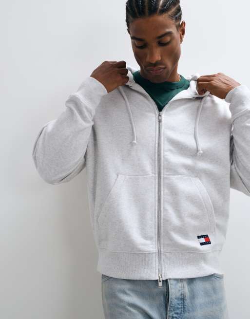 Tommy Jeans New Classics Logo Hoodie mit Reißverschluss und Relaxed Fit in Hellgrau, 2 von 5