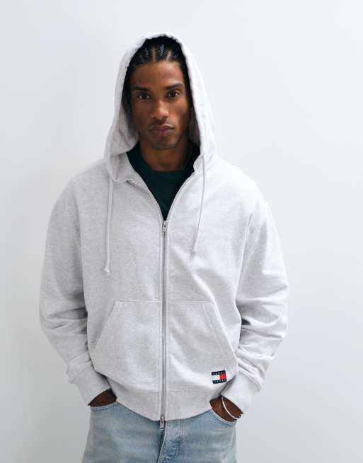 Tommy Jeans New Classics Logo Hoodie mit Reißverschluss und Relaxed Fit in Hellgrau, 4 von 5