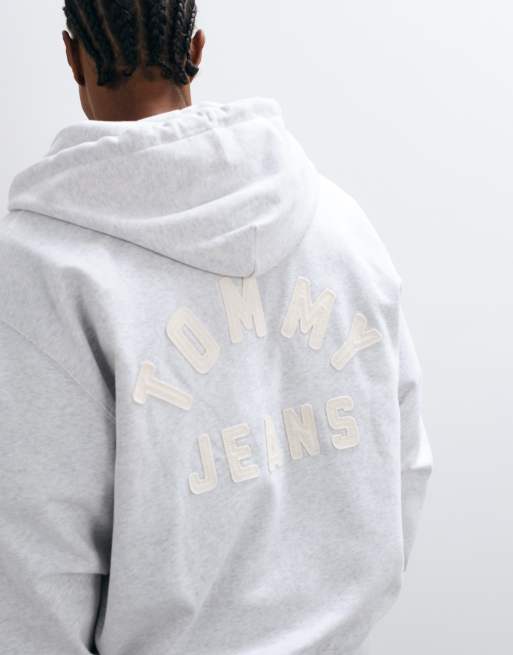 Tommy Jeans new classics logo hoodie zippé coupe relaxed gris clair, 5 de 5