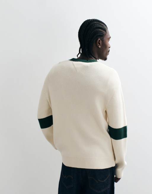 Tommy Jeans new classics logo jumper in cream, 4 of 5