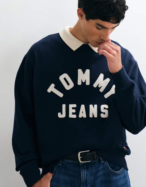 Tommy Jeans new classics logo relaxed fit crewneck sweatshirt in navy - view 1