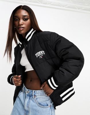 Tommy Jeans new varsity puffer jacket in black