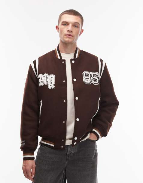 Tommy Jeans new york varsity jacket in brown - view 1