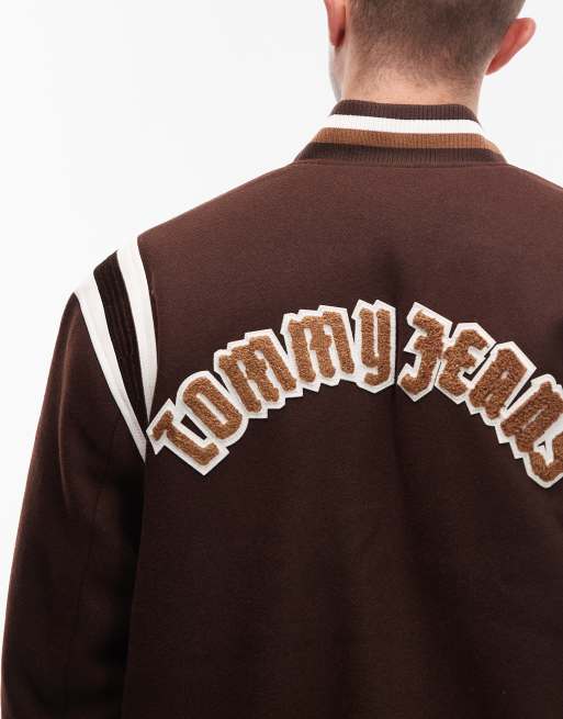 Tommy Jeans new york varsity jacket in brown, 5 of 5
