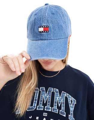 Tommy Jeans – Niebieska jeansowa czapka z daszkiem w stylu retro