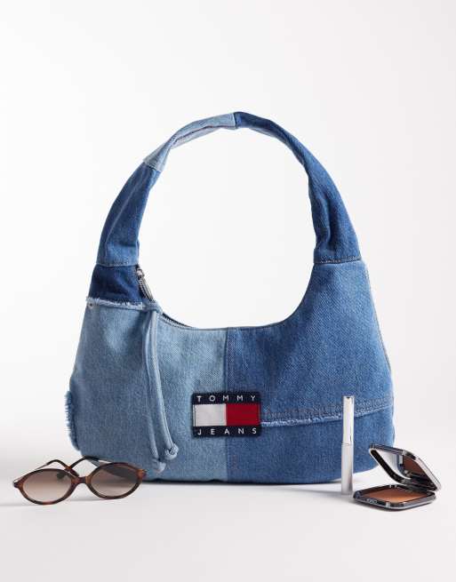 Tommy Jeans – Niebieska jeansowa patchworkowa torebka na ramię z logo, 2 z 4
