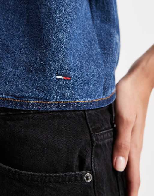 Tommy Jeans – Niebieski top na ramiączkach z tkaniny chambray, 2 z 4