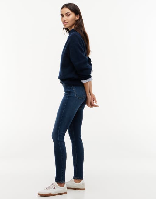 Tommy Jeans Nora mid rise skinny whiskered jeans in dark blue, 3 of 7