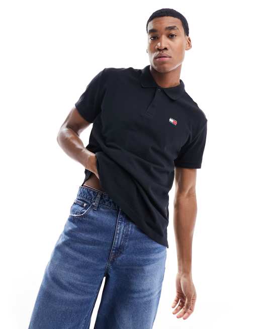 Tommy Jeans - Normaal poloshirt met badgelogo in zwart