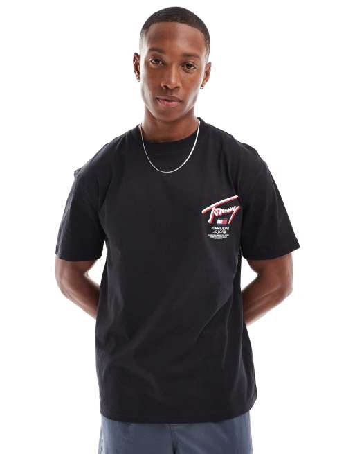 Tommy Jeans Normaal T shirt met signatuur 3D straatlogo in zwart