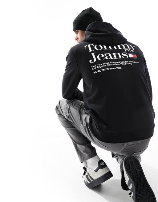 Tommy Jeans - Normale hoodie met modern logo in zwart