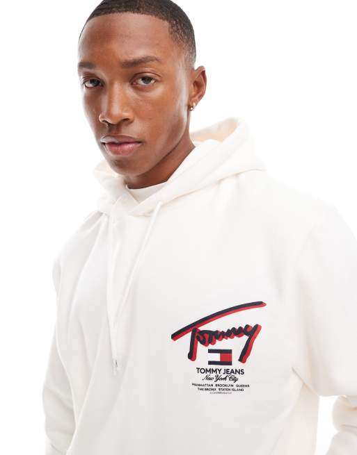 Tommy Jeans - Normale hoodie met signatuur-logo in wit, 3 van 4