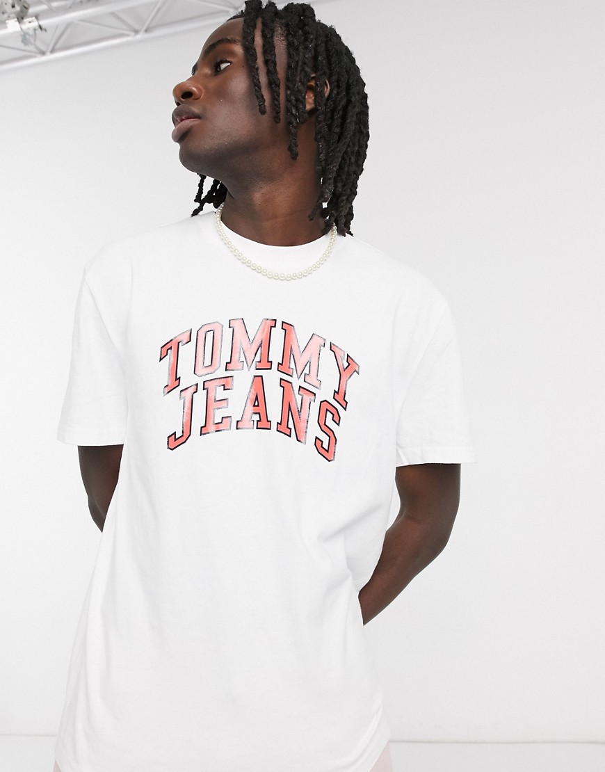 Tommy Jeans - Novel - T-shirt bianca con logo stile college-Bianco