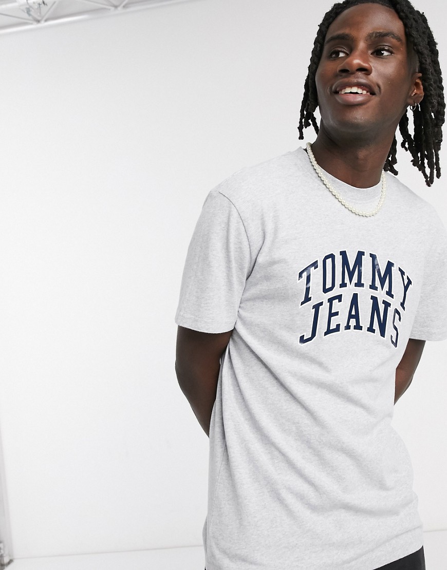 Tommy Jeans - Novel - T-shirt stile college grigio mélange con logo