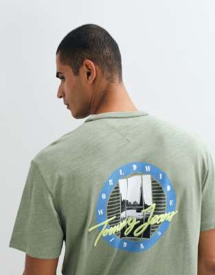 Tommy Jeans Novelty Back Print Relaxed Fit T-shirt In Green