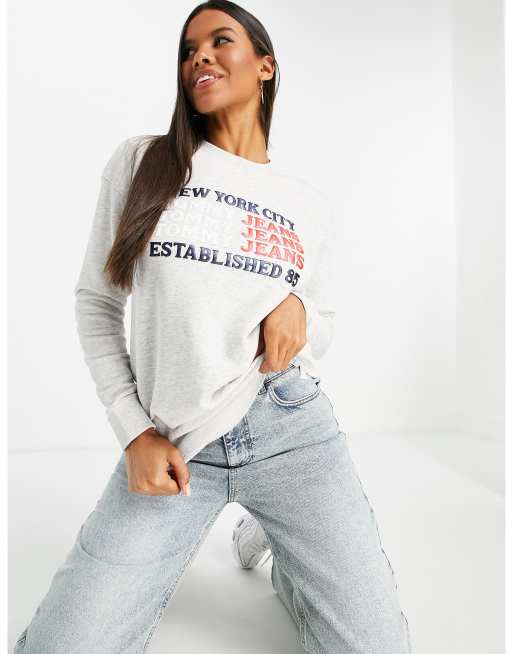 Tommy Jeans NYC logo sweatshirt in grey ASOS