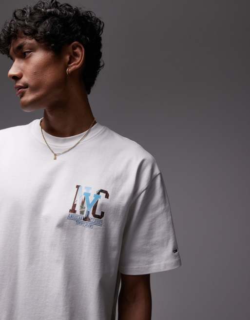 Tommy Jeans nyc photo backprint t-shirt in white | ASOS