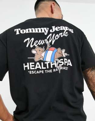 Tommy Jeans NYC sports club back print t-shirt relaxed fit in black - ASOS Price Checker
