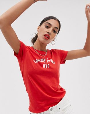 Tommy Jeans - NYC - T-shirt van organisch katoen-Rood