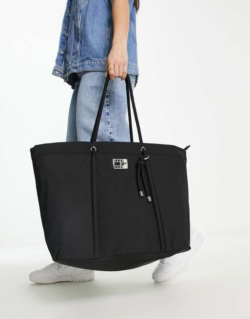 Tommy Jeans nylon summer beach tote in black