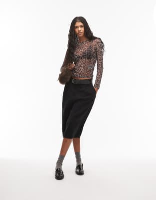 Tommy Jeans - Oberteil aus Mesh mit Leopardenmuster-Rosa
