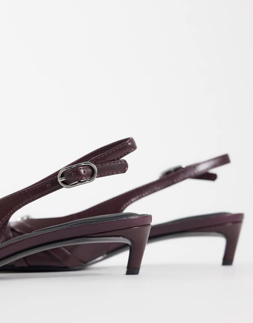 Tommy Jeans Olimpia sandales à bride arrière à talons kitten avec boucles en bordeaux, 3 de 4