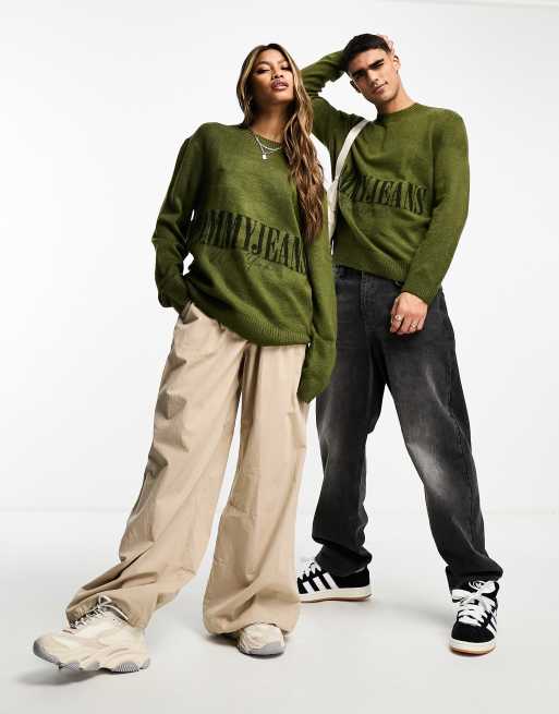 Tommy Jeans - Olivengrøn, afslappet og tonal unisex-trøje med NY-logo, 4 af 4