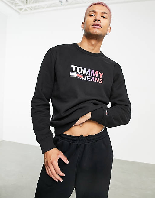 Tommy Jeans ombre corp logo sweatshirt in black