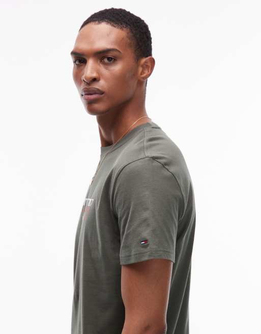 Tommy Jeans ombre large logo T-shirt in khaki , 4 of 5