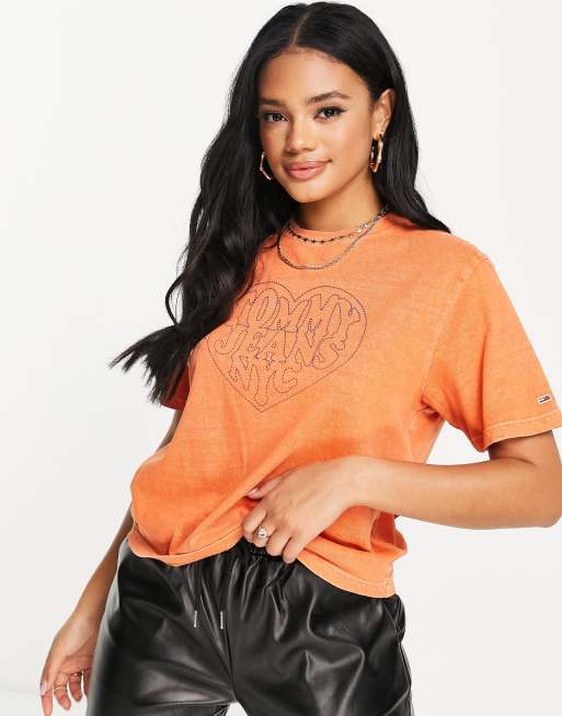 Tommy jeans orange t shirt hotsell