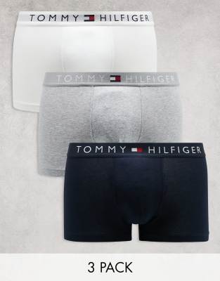 Tommy Jeans original 3 pack boxer briefs in navy/gray/white-Multi