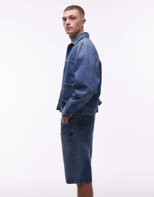 Tommy Jeans Otis denim shorts with flag pocket in dark wash blue
