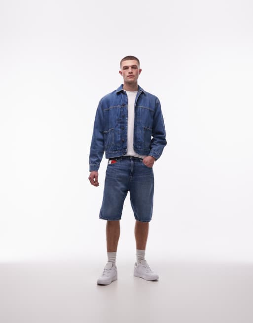 Tommy Jeans – Otis – Mörkblå, tvättade jeansshorts med flaggficka, 2 av 5