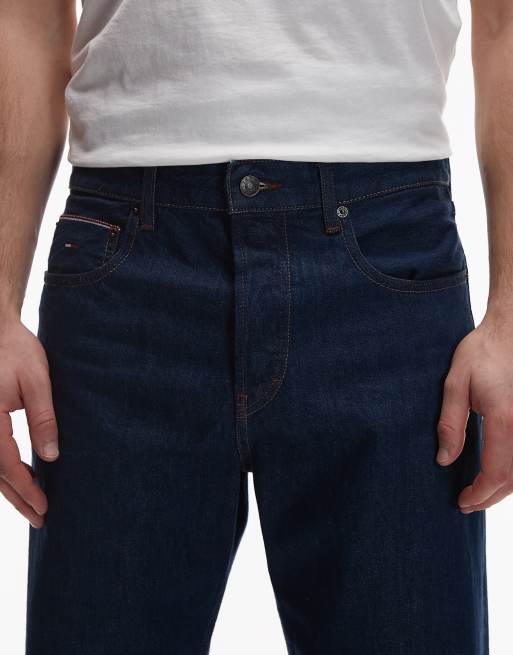 Tommy Jeans Otis regular straight selvedge denim jeans in dark indigo wash, 5 of 5