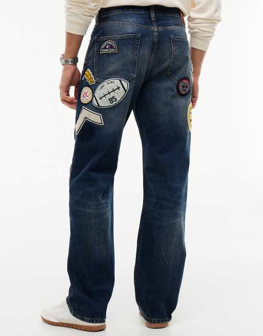 Tommy Jeans Otis straight multi logo jeans in dark blue, 6 of 7