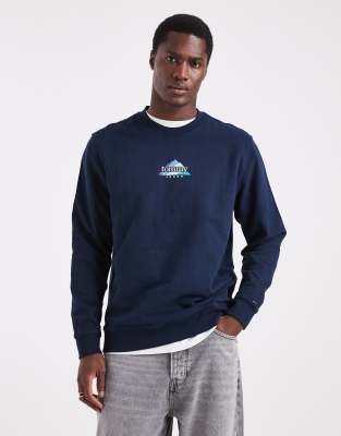 Tommy Jeans Outdoor Centre Graphic Logo Sweatshirt In Blue