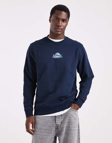 Tommy Jeans - Outdoor Centre - Marineblå sweatshirt med centralt logoprint - view 1