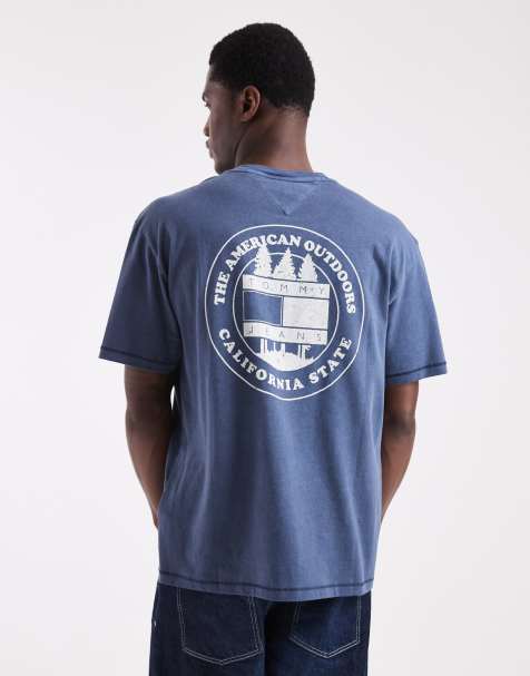 Tommy Jeans outdoor graphic chest logo t-shirt in navy - view 1