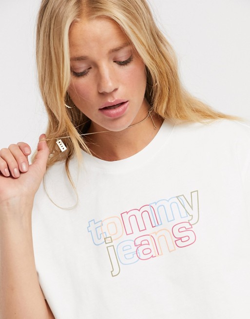 Tommy Jeans outline logo t-shirt in white